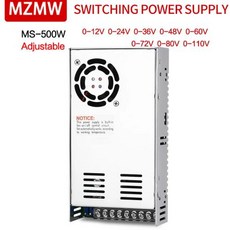 MZMW MS500 스위칭 전원 공급 장치 조정 가능한 전압 단일 출력 MS-500-24 MS-500-48 500W 5V 12V 24V 36V 48V 60V 72V, 2) 0-24V 20.8A - 180-264V