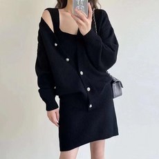 아이엠몽 여성 니트 원피스 가디건 투피스