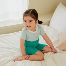 리틀페이지 반팔 솜사탕 레인보우 배앓이방지 아기 유아 여름 실내복