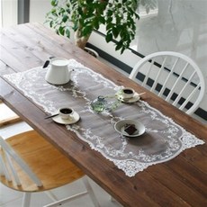  클래식 자수 직사각 레이스 러너 (대) 