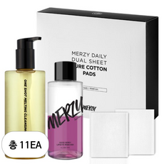 머지 원 샷 멜팅 클렌징 오일 300ml + 굿 베리 립 앤 아이 리무버 210ml + 데일리 듀얼 시트 순면 화장솜 300p 세트 3종, 11세트