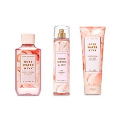 배쓰앤바디웍스 로즈 워터 & 아이비 - 샤워 Gel 파인 프레이그런스 미스트 & 울트라 시어 바디 크림, 3 번들
