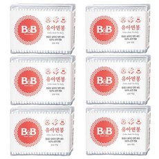 비앤비 유아용 면봉 사각, 200개입, 6개