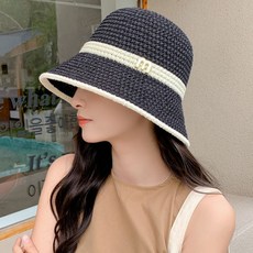 블랑 여성 버킷햇 봄 여름 보닛햇 벙거지 모자 밀짚 햇빛 차단 돌돌이