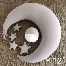 리얼비 신생아 사진 소품 달 베개 별 아기 촬영 스튜디오 액세서리 포즈 소품 쿠션 매트, Y-12 달베개+모자+큰별 하나+작은별 셋