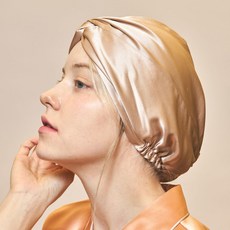실키아 실크100% 헤어캡 수면캡 암환자모자, 터번, 베이지, 1개