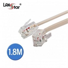 랜스타 LS-TEL6P2C-1.8M 전화선 케이블 RJ12 6P2C IVORY 1.8M, 1개