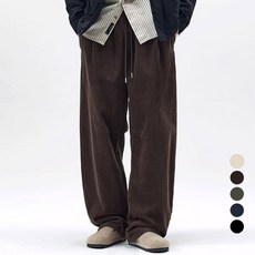 맥건 히터 코듀로이 기모 골덴 바지 밴딩 와이드 팬츠