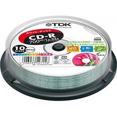 TDK 32 배속 CD-R 700MB 화이트 프린터 블 10 장 냄비 케이스 CD-R80EWX10PS, 단일상품