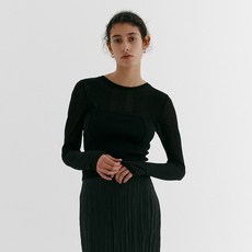 스텝어라운드 SPRING WOOL ROUND RIB T SHIRT_BLACK