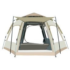 녹원 원터치 육각 돔텐트 4~6인용 한강 캠핑 나들이 방수 돔, 텐트 대, 실버+블랙