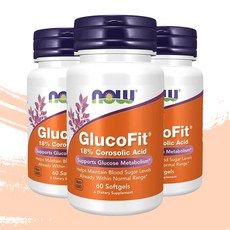 나우푸드 글루코핏 코로솔산 GlucoFit Corosolic Acid 60소프트젤 3팩, 60개, 3개