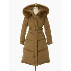 에고이스트 브라운 슬림핏 배색 롱다운 EM4NC061