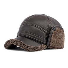 겨울 야구 모자 남자 pu 가죽 폭격기 모자 earflaps와 중간 노인 아빠 모자 두꺼운 따뜻한 windproof 러시아 사냥꾼 모자