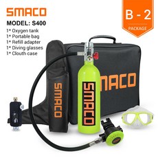 SMACO S400 미니 스쿠버 탱크 16 분 기능이있는 다이브 실린더 1 리터 용량 리필 가능 디자인, B-2_5