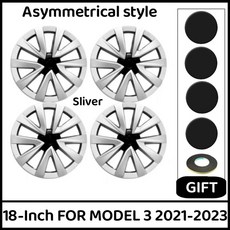 테슬라 모델 3 용 2023 허브 캡 성능 휠 커버 교체 자동차 풀 림 액세서리 I8 인치, Silver, 1개
