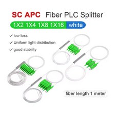 광섬유 PLC 스플리터 SC APC 미니 블록리스 커넥터 FTTH 단일 모드 흰색 1x2x4x8x16, 1x2 10pcs
