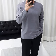 로니케이 20수 싱글 라운드 기본 긴팔 티셔츠