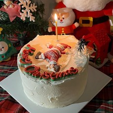 크리스마스케이크 예약 택배로받는 레터링케익 수제 맞춤 주문제작 배송 꽈당산타, 1개, 가나슈우유버터크림- 초코시트, 미니