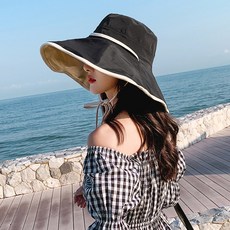 주니로와 여성 양면 와이드 벙거지모자 버킷햇