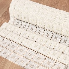 데코리아 북유럽풍 레이스 식탁보 방수코팅 테이블보 테이블커버, FL2964 베이지, 1개, 폭 50cm * 길이 2m