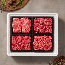 [국제식품]한우 선물세트 1+등급 혼합1호 1.2kg/등 불2 국, 1개