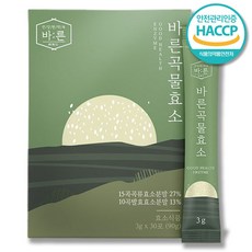 [ 리뉴얼 업그레이드 제품 ] 바른 곡물 효소 3g 국내산 100% 곡물 역가수치 식물유래 식이섬유 난소화성말토덱스트린 치커리뿌리 추출물 발효효소 효소곡물 바름, 6박스, 30포