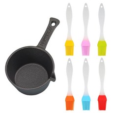 HyzaPhix 주철 베이스팅 냄비 및 실리콘 BBQ 브러시 그릴링용 BBQ 베이스팅 세트 주방 요리를 위한 소스팬 및 실, 1개 여행 HyzaPhix 주철 베이스팅 냄비 및 실리콘 BBQ 브러시 그릴링용 BBQ 베이스팅 세트 주방 요리를 위한 소스팬 및 실, 1개 여행