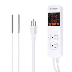 Pymeter 디지털 온도 컨트롤러 듀얼 프로브 파충류 조절기 제어 콘센트 테라리움 열 매트 난방 패드용 스위치 냉각 팬 냉동고 냉장고 켜기 및 끄기 설정점 10A 1200W, 16A 1920W, 1개