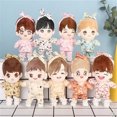 15cm20cm아이돌 인형옷 잠옷 세트 9종 머리 상의 바지, 주황, 15cm