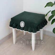 우리하우스 코듀로이 레이스 화장대 의자커버 피아노 의자커버