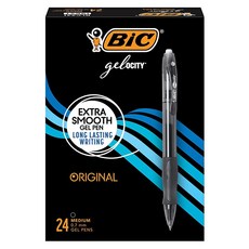 빅 BIC 젤로시티 오리지널 미디엄 포인트 펜 (0.7 mm) 8팩 블리스터 검정색 (RLCP81) 306186, 24 Count (Pack of 1)_Black, Black_24 Count (Pack of 1)