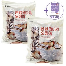 코스트코 한입 왕다리 오징어 450G X 2 [아이스박스] + 더메이런알콜티슈, 2개