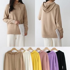 가을 부드러운 캐주얼 데일리 꽈베기 후드 니트 티셔츠