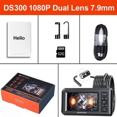 연마 Depstech-1080P 싱글 amp 듀얼 렌즈 내시경 카메라 4.3 quot IPS LCD 검사 7 LED 32GB TF 자동차 하수도, 02 7.9mm Dual Lens_01 5m, 1개