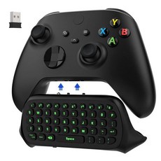 Xbox One 컨트롤러용 MoKo 녹색 백라이트 키보드 시리즈 X S USB 수신기 오디오 잭이 있는 무선 게이밍 채팅패드 키패드, Black, 1개