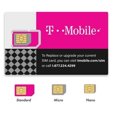 (2 Pack) Authentic Official T-Mobile SIM Card Micro/Nano/Standard GSM 4G/3G/2G LTE Prepaid/Postpaid, 2개, Pink