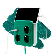 큐브사각블루 2포트 USB 3구 220V 멀티코드 탭 선정리