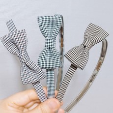 하운드체크 리본 머리띠 헤어밴드 핸드메이드