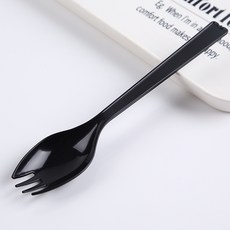수저 일회용 숟가락 플라스틱 긴손잡이 포크 과일차잎 단독 포장 배달포장 일체형, T05-(블랙색 벌크)16CM포크 이천