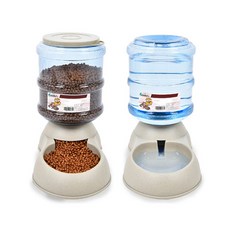 하이가이 강아지 고양이 반자동 급식기 급수기 밥그릇 물그릇 반자동급식기, 3.75L, 급수기베이지