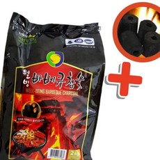 비장탄 2kg 고기숯 오래 바베큐 캠핑숯 장작 캠핑 착화탄 봉지숯 타는 참숯, 웰빙 바베큐참숯2kg