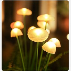 LED 태양열 버섯 램프 실리콘 야외 정원 마당 분위기 장식 잔디 6 헤드, 01 Warm White