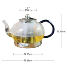 인덕션 내열유리주전자 스텐망 편수, 1300ml