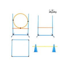 정품 강아지장난감 애구애구 어질리티 세트 4종, 풀세트 점프링+허들+시작점+위브폴
