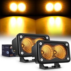 Nilight 오토바이 LED 포드 2피스 7.6cm(3인치) 투광 조명 LED 오프로드 안개등 1160LM 내장 EMC 드라이빙 라이트 보조 조명 오토바이 SUV ATV 트럭 보, 앰버 LED 포드