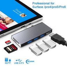 [해외] Microsoft Surface Pro 확장 도크 4K HDMI 어댑터 용 USB 3.0 허브 허브, 상세내용표시