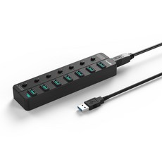 NEXT-807U3-10G 유전원 USB 3.2 허브 7포트 개별전원 스위치 80cm / GEN2 10Gbps 전송속도 / 아답터 제공