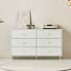데코라인 센트 3단 서랍장 1200, 화이트, 6개