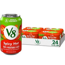 V8 Spicy Hot 100% 야채 주스 355ml(11온스) 캔 (24팩), V8 Spicy Hot 100% 야채 주스, 355ml, 24개, 355ml